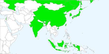 Támogatott országok, Ázsia