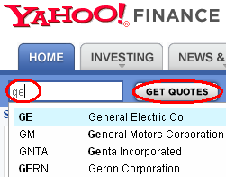 Részvény keresése  a Yahoo! Finance-en